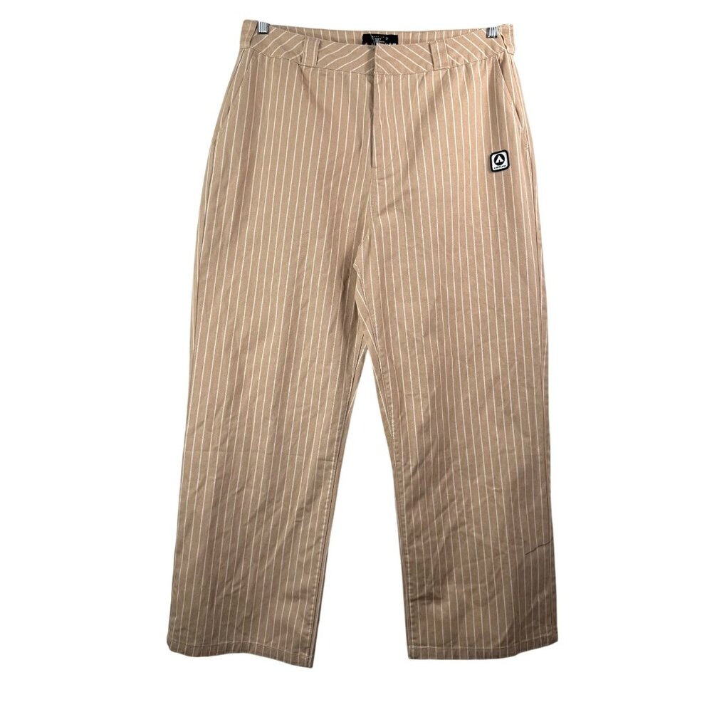 Forever 21 x Airwalk pinstripe baggy striped pants tan plus sz 0X